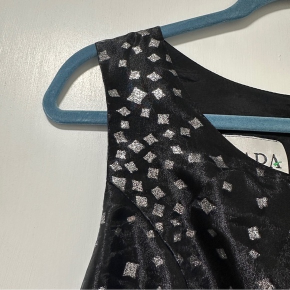 Vintage 90s Black Sleeveless Glitter Accent Dress Womens Sz Large Formal Wedding - Picture 4 of 15